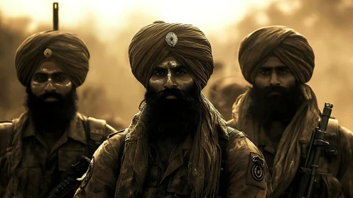 Turbans in the duststorm, steadfast warriors of burnished dusk.