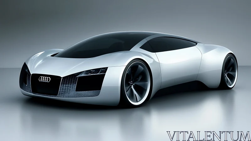 Sleek silver concept car glowing with futuristic style.