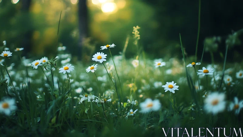 Shallow Depth-of-Field Meadow: White Daisies in Differential Focus.