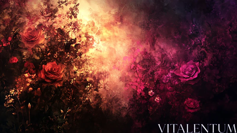 Roses Ablaze: Where Velvet Petals Meet Molten Light