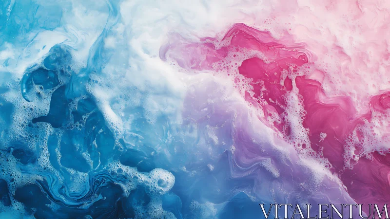 Colorful waves of blue and pink drift together in soft motion
