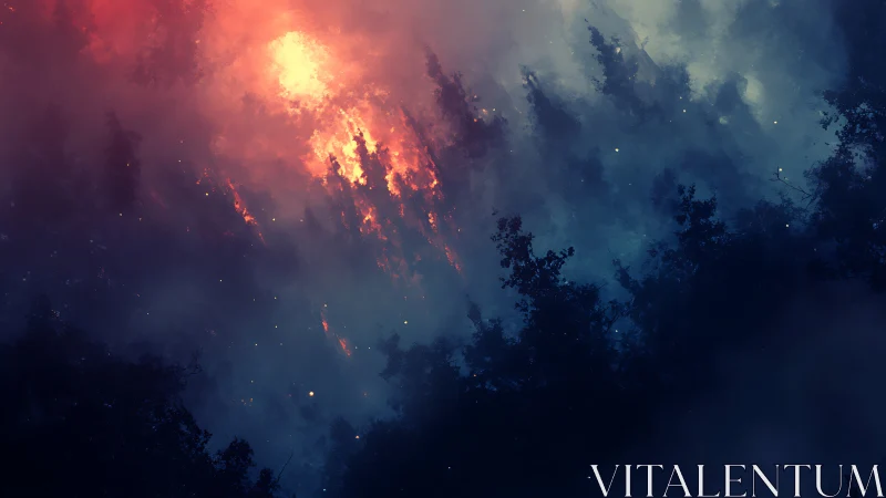 Celestial Conflagration Swallows the Drowsy Forest Below