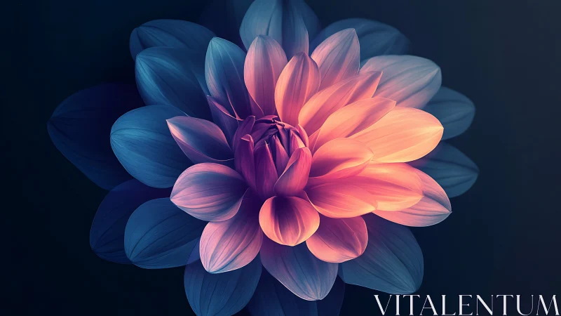 Gradient Dahlia with Dual-Tone Petal Illumination.