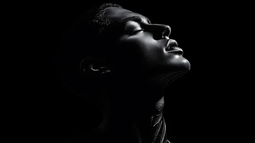 Luminous profile in shadow celebrating quiet inner strength.