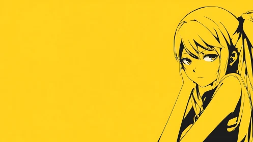 Yellow hush and monochrome girl, lost in quiet thunder.