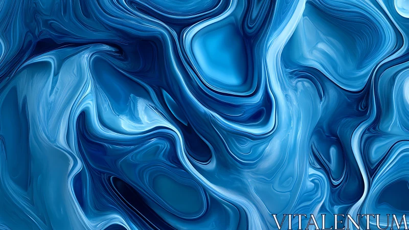 Liquid blue marble flows with glossy abstract depth.