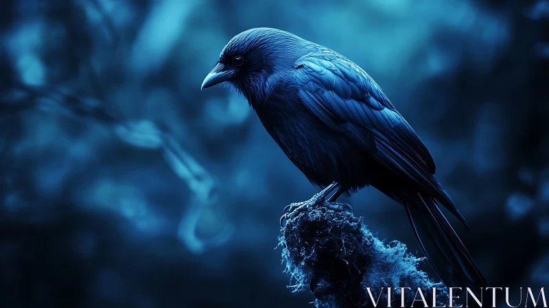 A Contemplative Blue-Toned Bird Finds Quiet Moments of Calm.