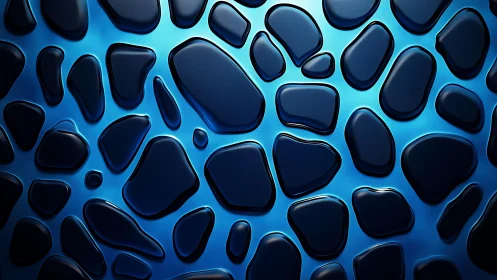 Abstract blue pebble pattern with glossy 3D effect and modern style.