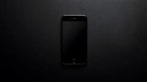 Black smartphone on dark textured background.