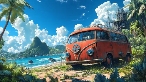 Vintage Volkswagen Bus Discovers Paradise in Tropical Isolation