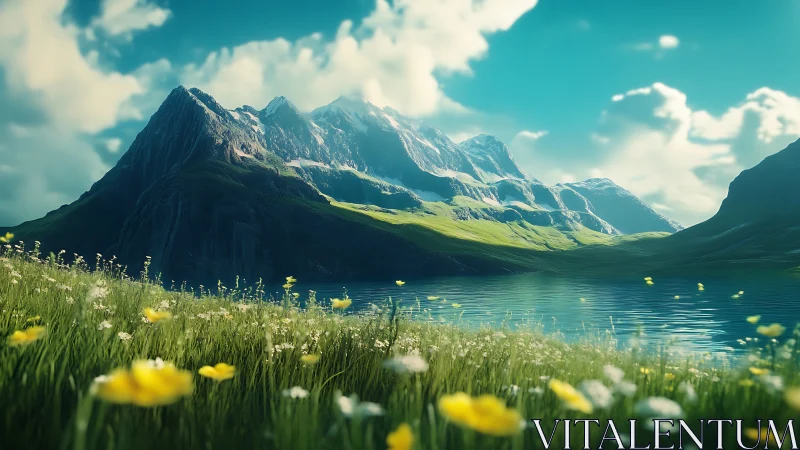 Wildflower meadows whisper while sunlit mountains quietly listen