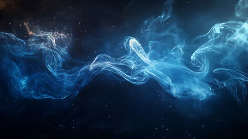 Nebula smoke stream glows across deep cosmic void.