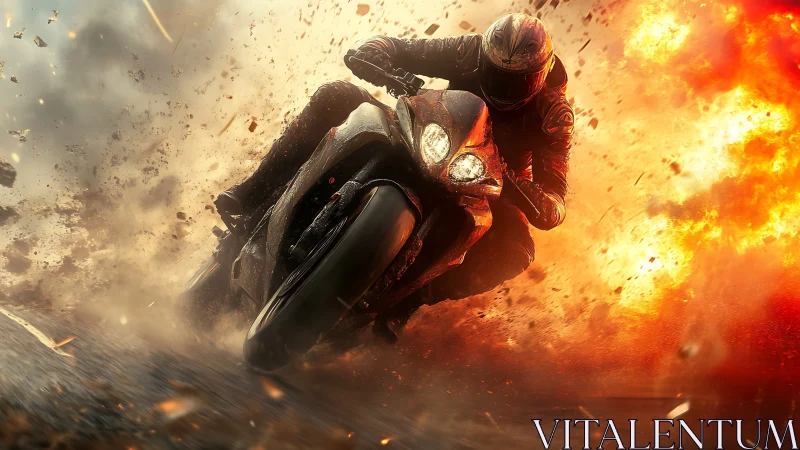 Firestorm chases a lone superbike carving sparks through chaos