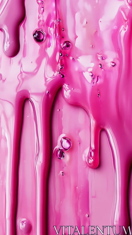 Glossy pink liquid flows downward in vibrant close-up art