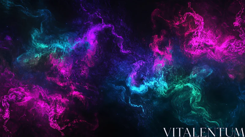 Colored gaseous structures form abstract nebular formations