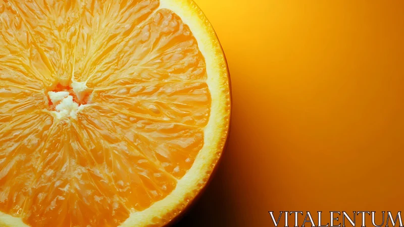 Macro photograph shows cross-section of orange against backdrop