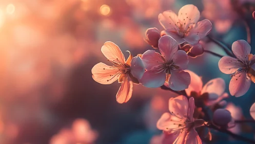 Backlit Spring Blossoms at Golden Hour.
