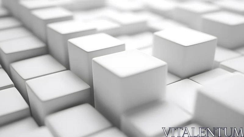 Minimal white cubes rise in a soft, futuristic 3D grid