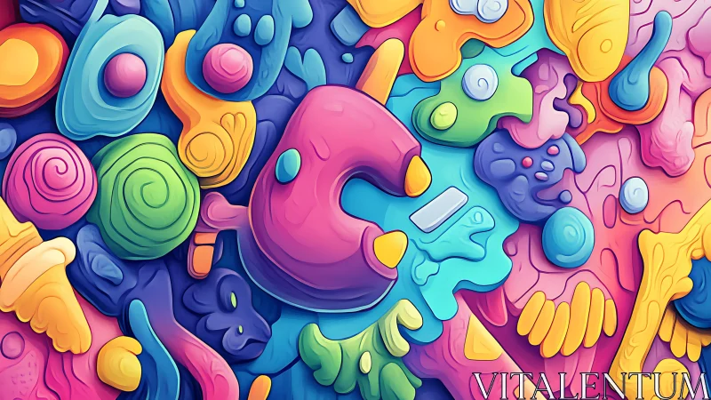 Layered Organic Forms with Vibrant Color Palette