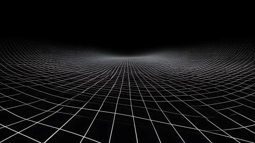 Curved white grid surface receding into a central vanishing point