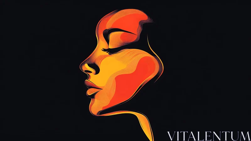 Warm glow of a serene profile in flowing abstract color.