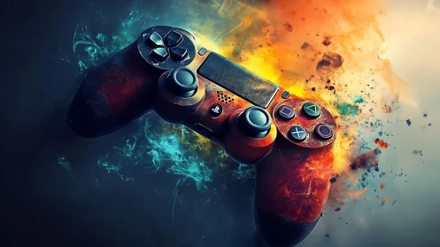 Spectral Gaming Controller Rendered Through Elemental Collision.