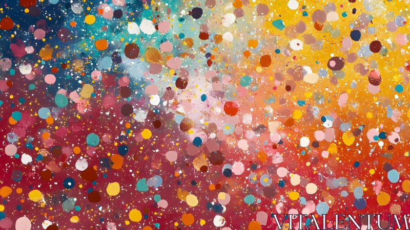 Colorful abstract dot painting with energetic splatter style.