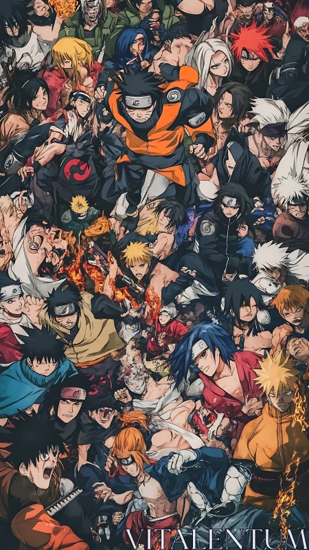 Fiery ninja clash swirling through a storm of rival powers.