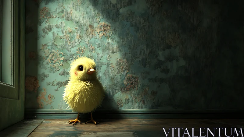 Sweet Little Chick Discovering Its First Room.