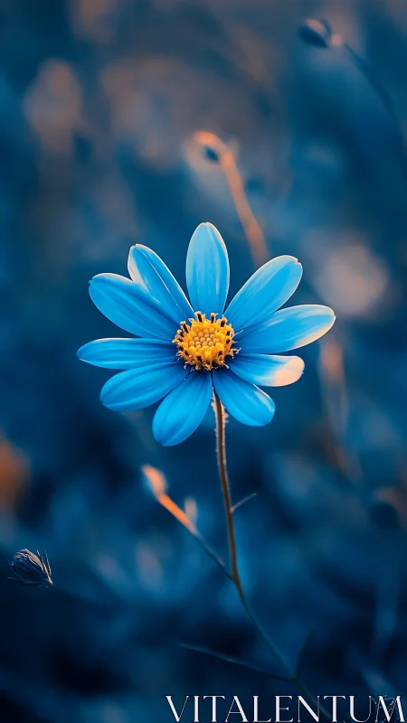 Azure Daisy with Golden Center in Selective Focus Composition