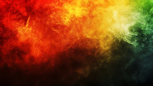 Fiery gradient clouds burn across a dark textured void.