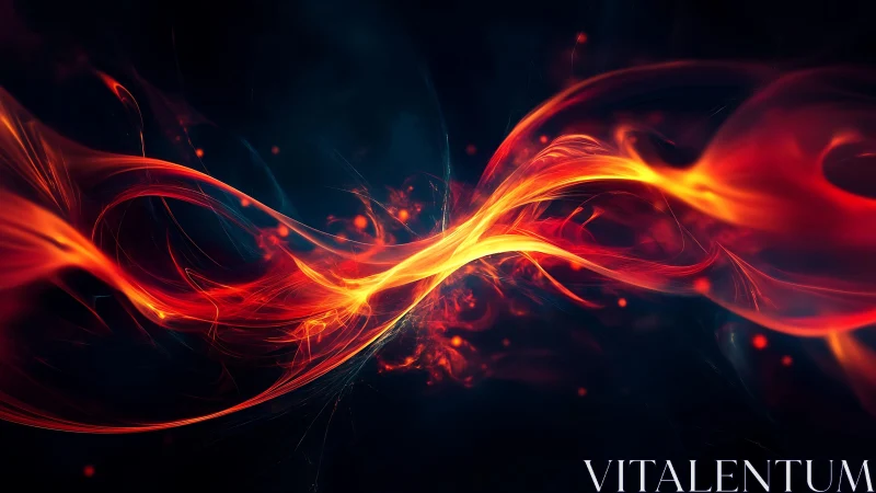 Abstract Fiery Wave on Dark Background, Digital Art Style.