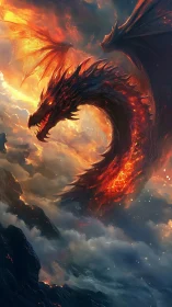 Sky-splitting inferno dragon coils through molten cloudfire.