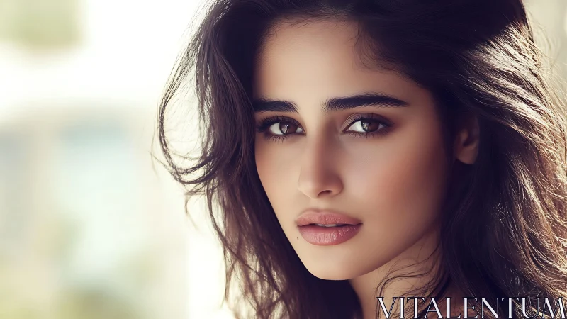 Soft daylight portrait captures intense brown eyed gaze