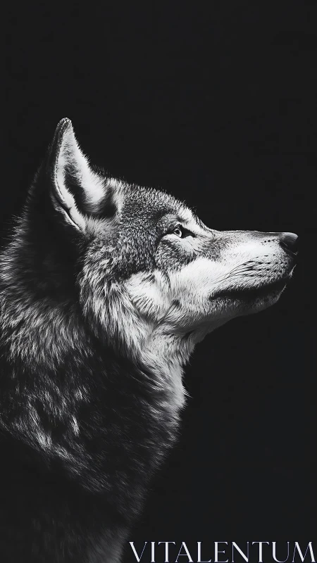 Moonlit monochrome wolf in quiet side-lit reverie profile.