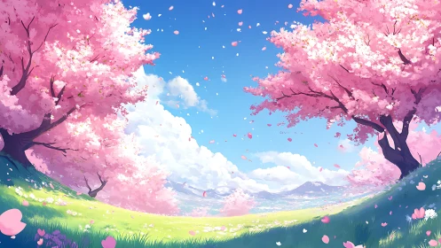 Petal-bright spring valley opens like a painted daydream