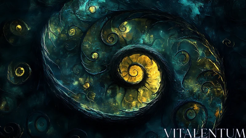 Spiral organic pattern with luminous yellow core forms.