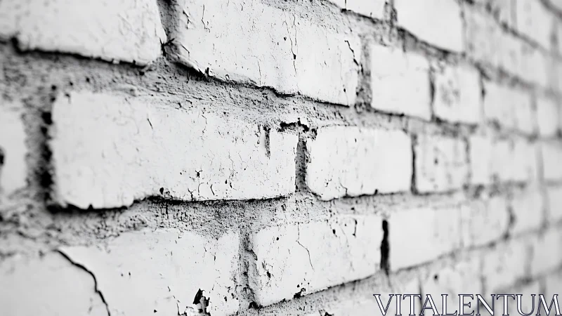 Weathered white brick wall in high contrast perspective.