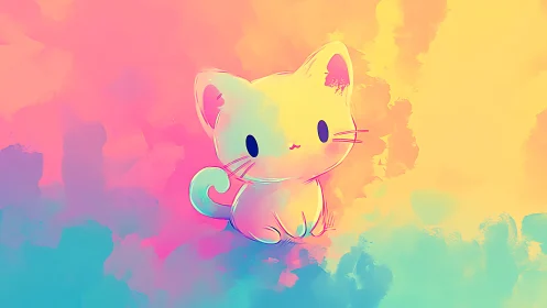 Chromatic gradient kitten rendered in soft digital diffusion.