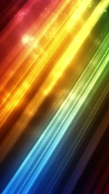 Prismatic light streaks stream diagonally across a dark void