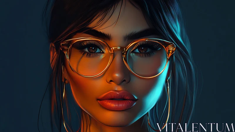 Glowing portrait celebrates a confident woman in golden glasses