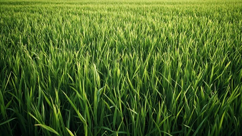 Dense green grass field under soft natural daylight.