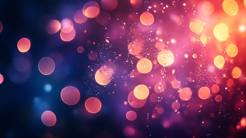 Defocused multicolored bokeh lights on dark gradient field.