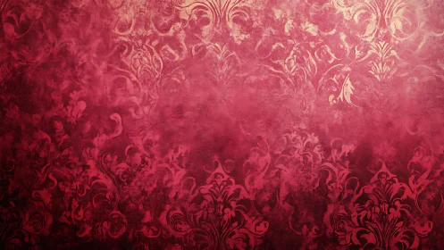 Ornate red damask gradient background reveals aged baroque texture