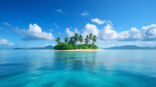Tropical Island Paradise with Palm Trees.