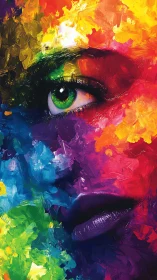 Chromatic facial topology with high-saturation ocular focus.