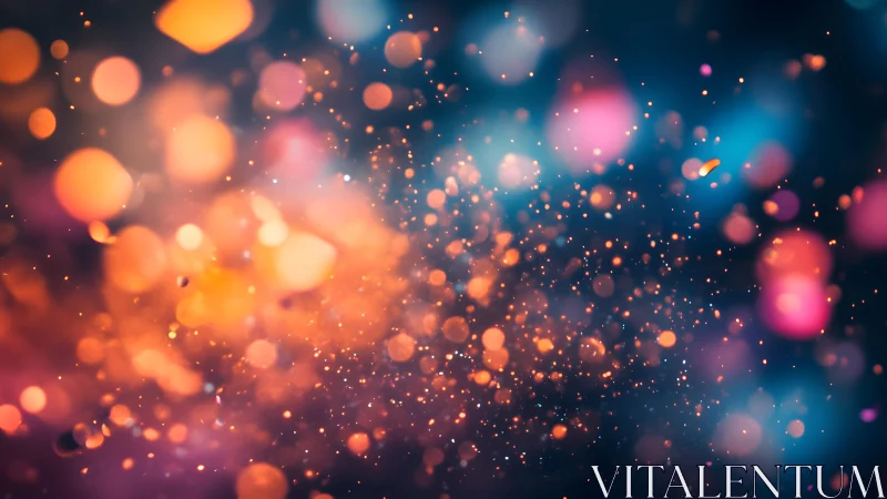 Vibrant Abstract Bokeh Lights in Warm and Cool Tones, Digital Art.