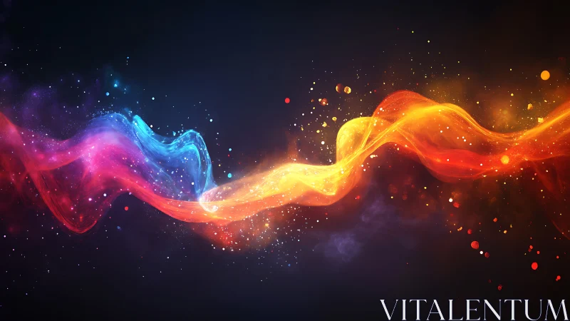 Digital painting of dual chromatic energy waves in motion.