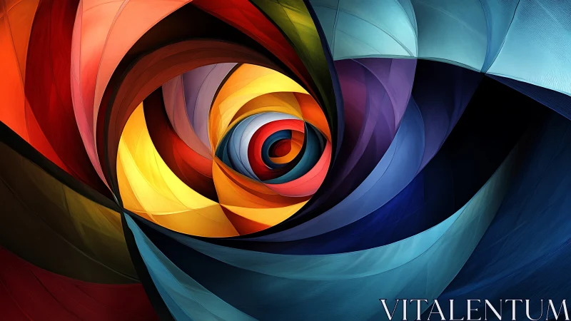 Colorful spiral eye of swirling abstract ribbons and light.