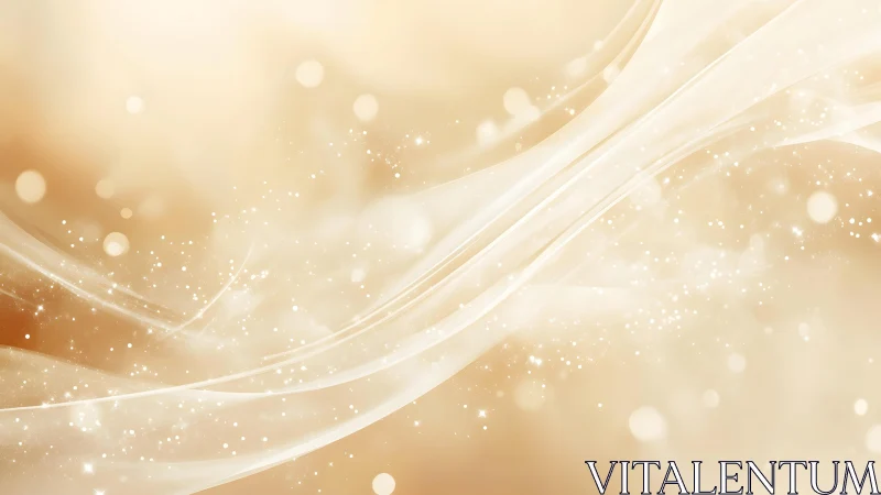 Elegant beige abstract background with flowing waves and sparkles.